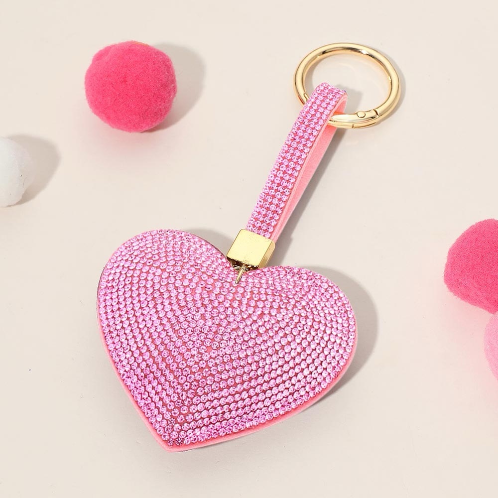 Pink Crystal Heart Keychain/Bag Charm